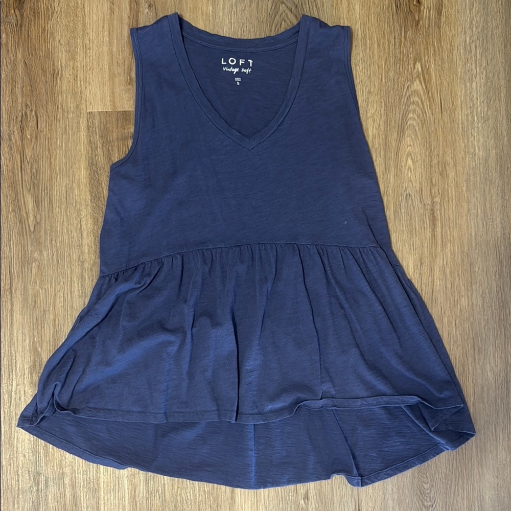 LOFT Blue Sleeveless Peplum Tank Top
